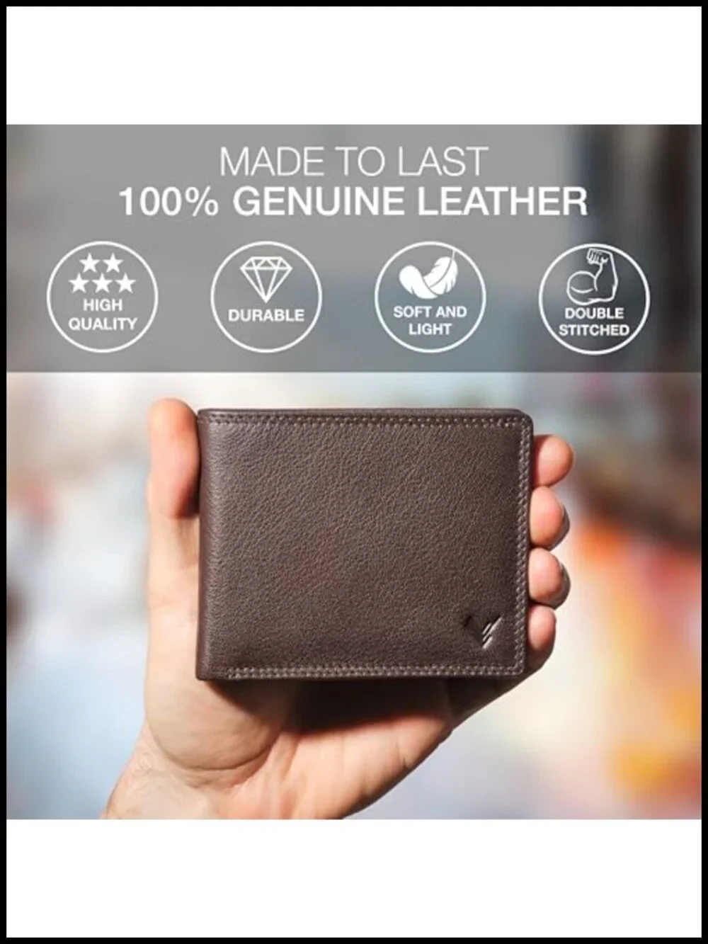 Genuine Leather Bifold Wallet for Men RFID Blocking Slim with Coin Pocket